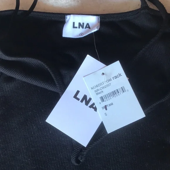 NWT | LNA | Ribbed One Shoulder Black Tank Top Size S - Picture 6 of 7